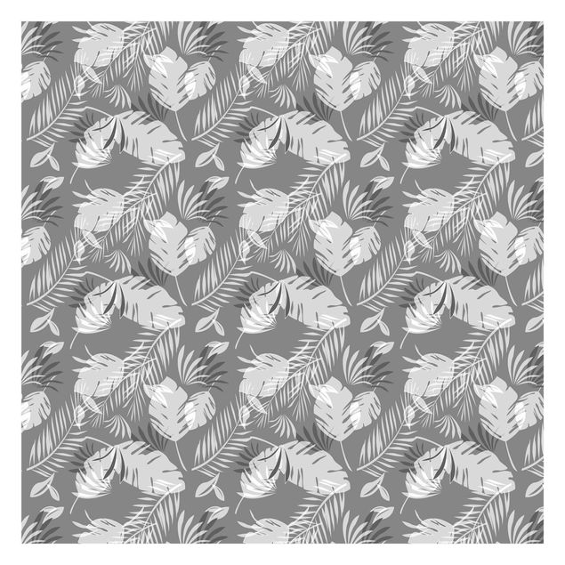Tapeter Tropical Outlines Pattern In Grey