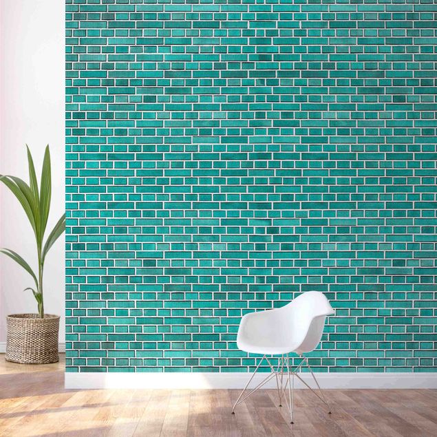 Tapeter modernt Turquoise Brick Wall