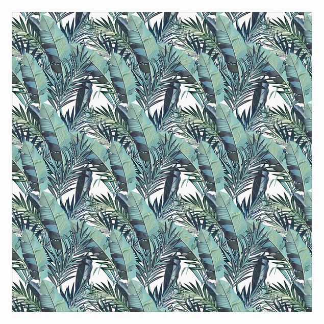 Tapeter Turquoise Leaves Jungle Pattern
