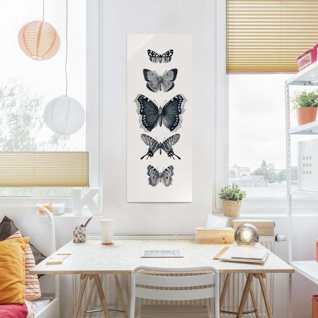 Glastavlor djur Ink Butterflies On Beige Backdrop