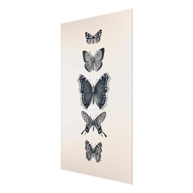 Tavlor grått Ink Butterflies On Beige Backdrop