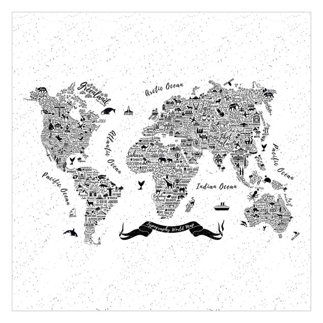 Fototapeter vit Typography World Map White