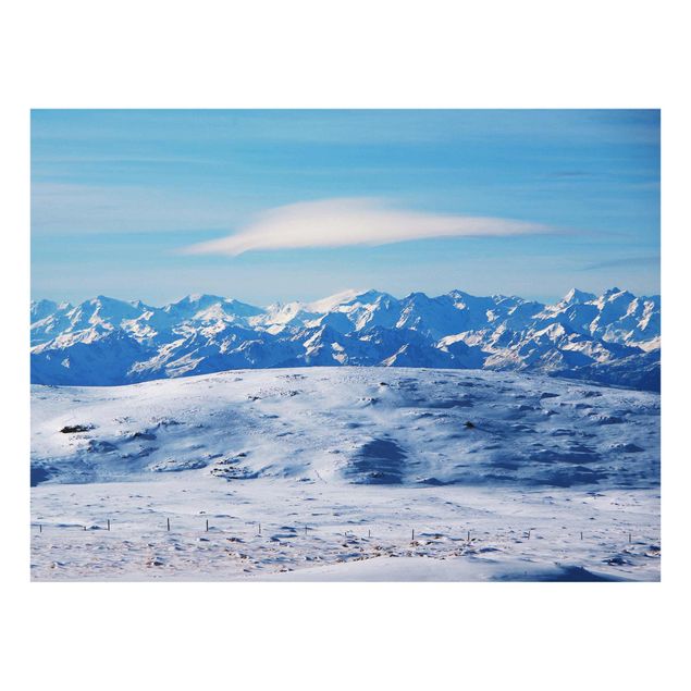 Glastavlor landskap Snowy Mountain Landscape