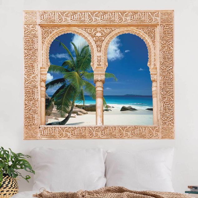 Autocolantes de parede palmeiras Decorated window dream beach