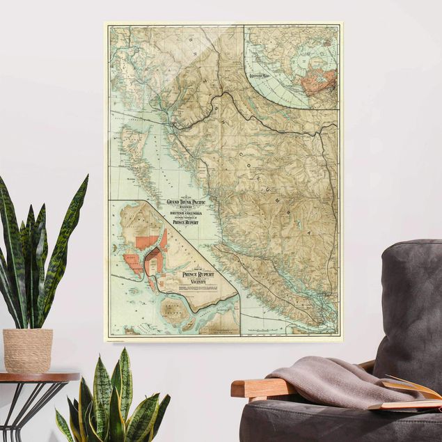Kök dekoration Vintage Map British Columbia