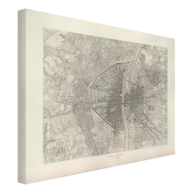 Canvastavlor världskartor Vintage Map Paris