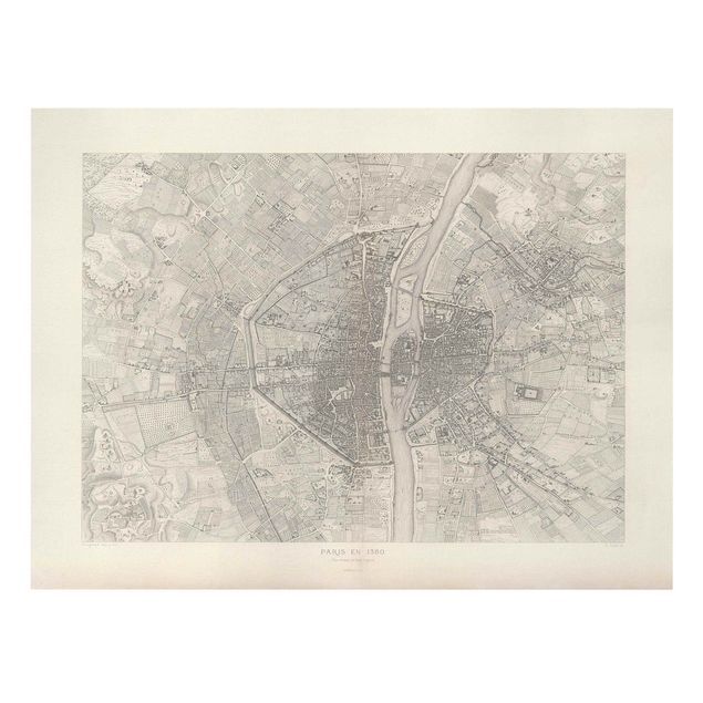 Canvastavlor konstutskrifter Vintage Map Paris