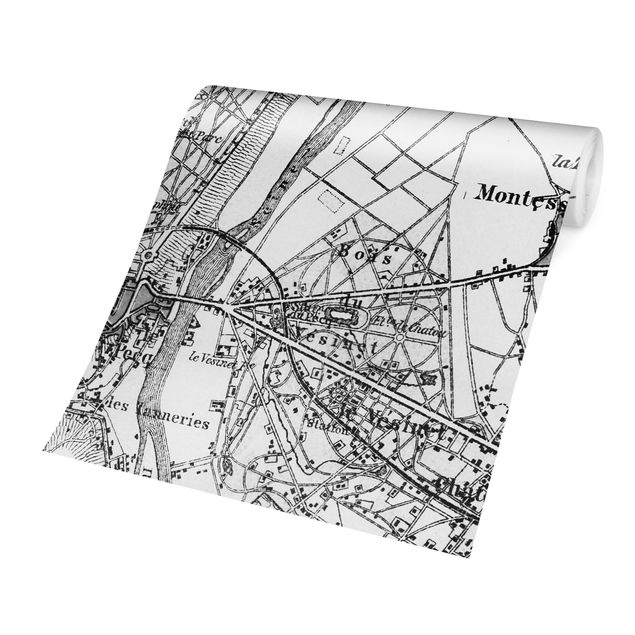 Fototapeter svart och vitt Vintage Map St Germain Paris