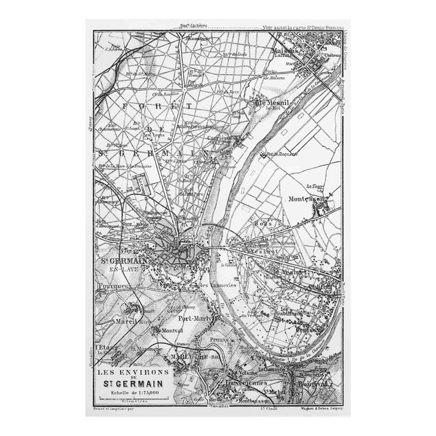 Glastavlor världskartor Vintage Map St Germain Paris