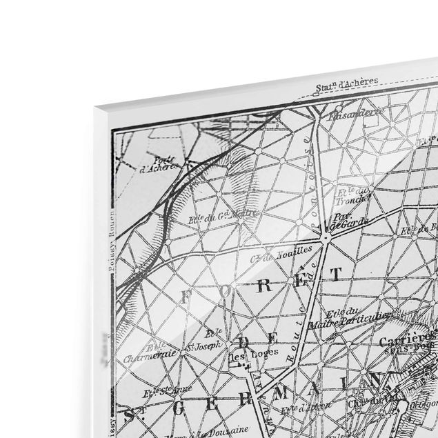 Tavlor svart och vitt Vintage Map St Germain Paris