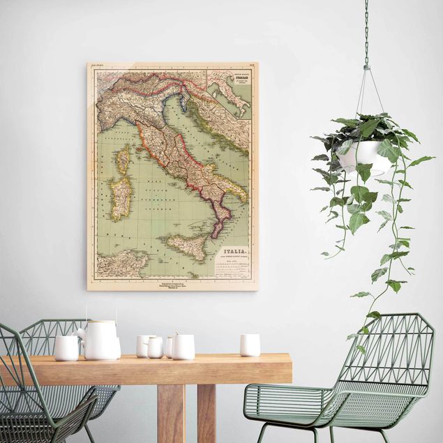 Tavlor världskartor Vintage Map Italy