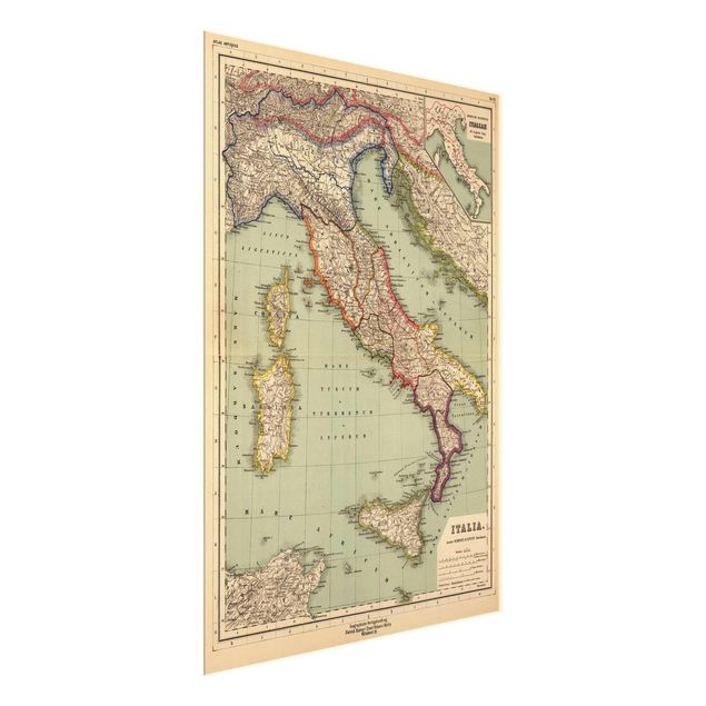 Tavlor konstutskrifter Vintage Map Italy
