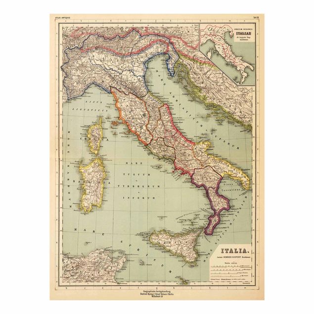 Tavlor färgglada Vintage Map Italy