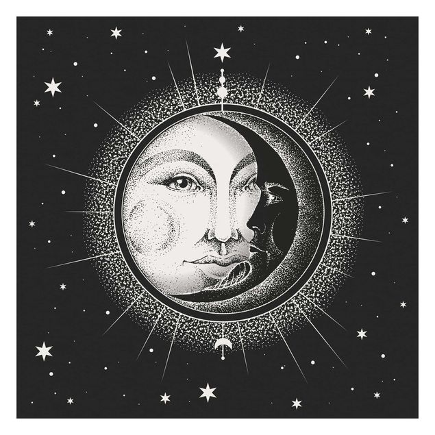 Tapeter Vintage Sun And Moon Illustration