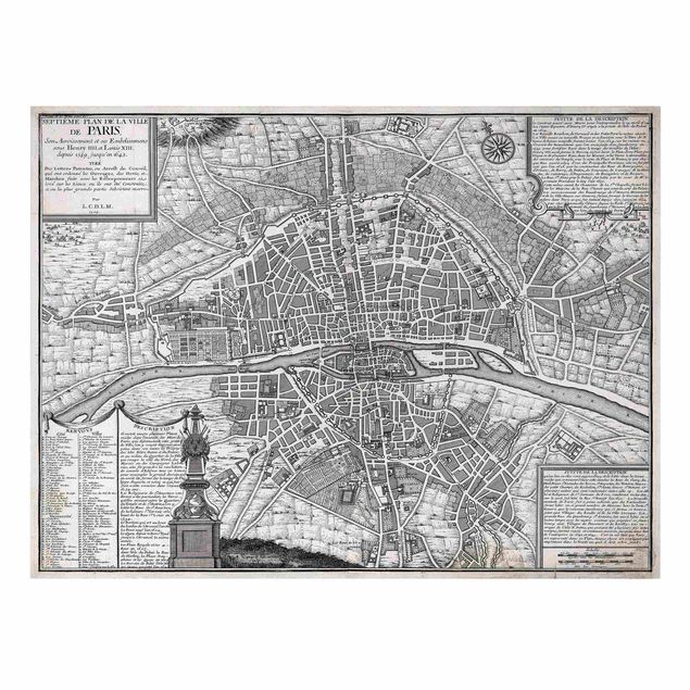Canvastavlor konstutskrifter Vintage Map City Of Paris Around 1600