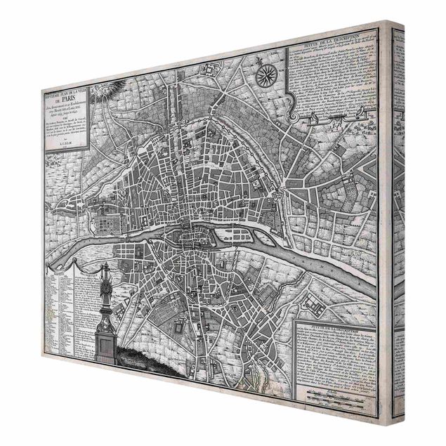 Tavlor världskartor Vintage Map City Of Paris Around 1600