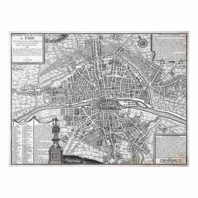 Tavlor världskartor Vintage Map City Of Paris Around 1600