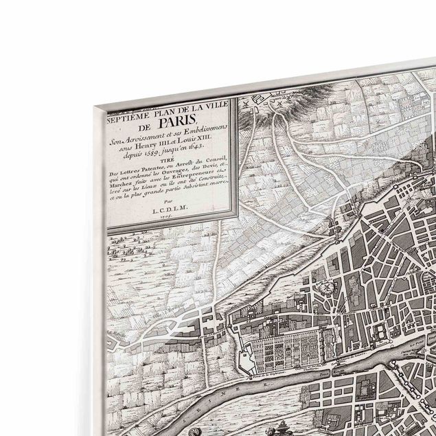 Tavlor grått Vintage Map City Of Paris Around 1600