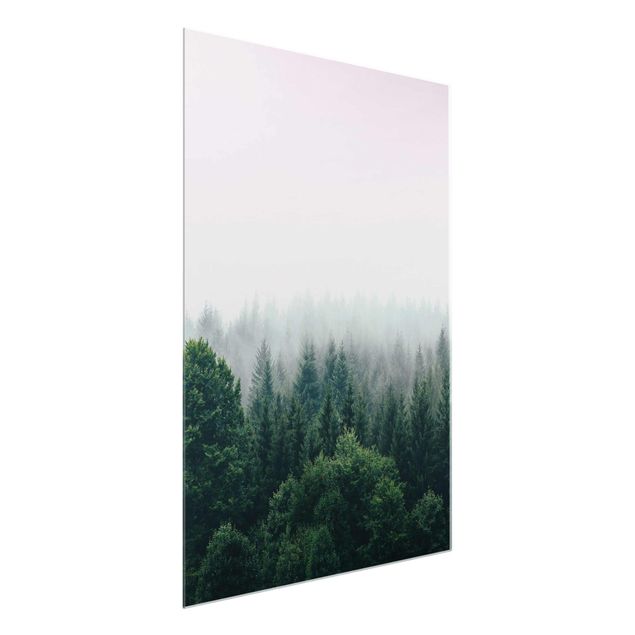 Glastavlor landskap Foggy Forest Twilight