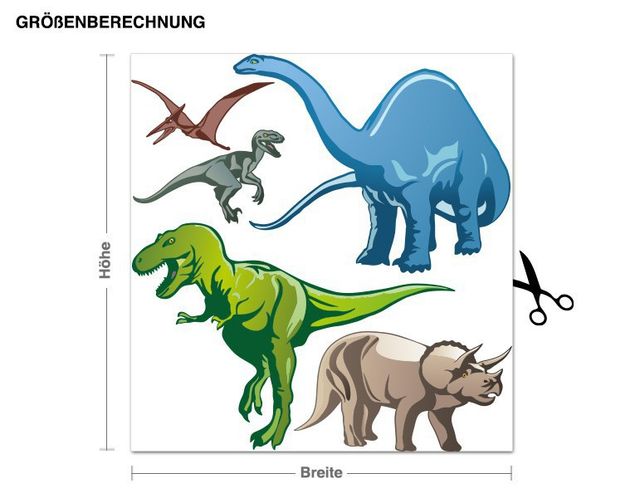 Autocolantes de parede dinossauros Colourful Dino Set