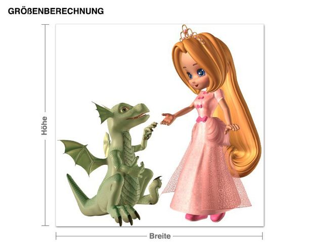 Wallstickers drakar Dragon & Princess