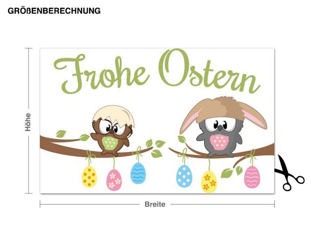 Autocolantes de parede animais da floresta Eulen wünschen frohe Ostern