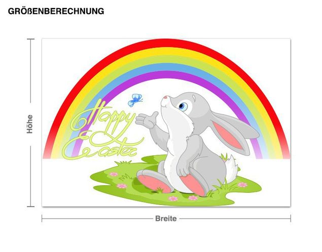 Autocolantes de parede arco-íris Happy Easter Bunny