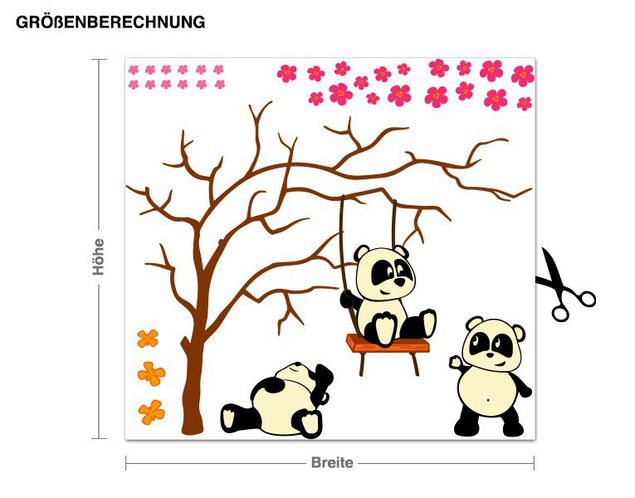 Autocolantes de parede selva Panda Friends Swinging On A Branch