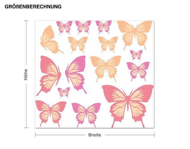 Wallstickers fåglar Butterfly Set Pastel colours