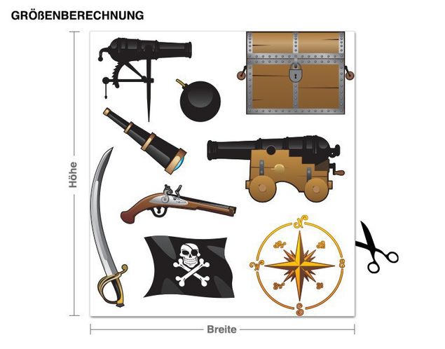 Autocolantes de parede piratas Pirate Equipment