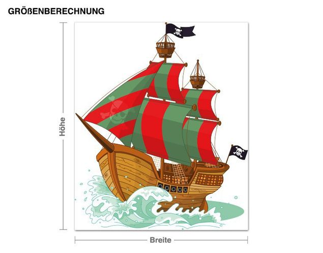 Inredning av barnrum Pirate Ship with red and green Sails