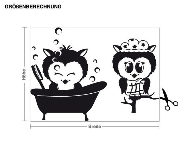 Wallstickers skogsdjur Owls bathing