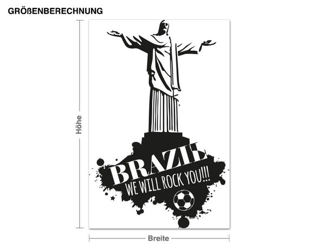 Autocolantes de parede futebol Brazil We Will Rock You