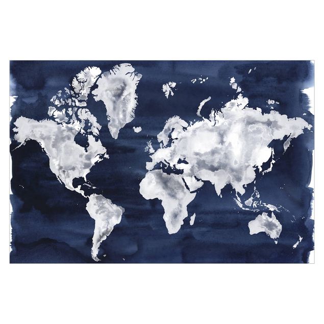 Fototapete - Wasser-Weltkarte dunkel