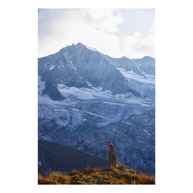 Glastavlor landskap Marked Path In The Alps