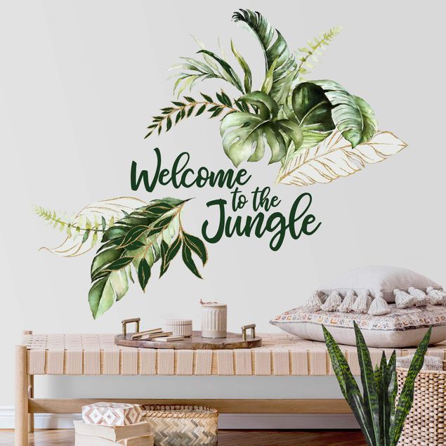 Autocolantes de parede frases Welcome to the Jungle - Leaves Watercolor