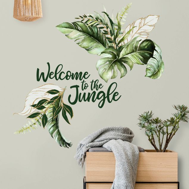Autocolantes de parede plantas Welcome to the Jungle - Leaves Watercolor