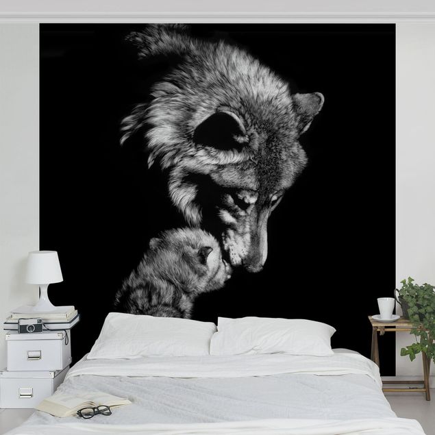 Fototapeter svart och vitt Wolf In The Dark