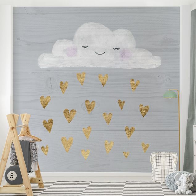 Fototapeter sky Cloud With Golden Hearts
