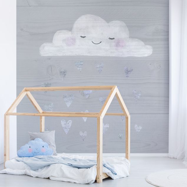 Tapeter modernt Cloud With Silver Hearts