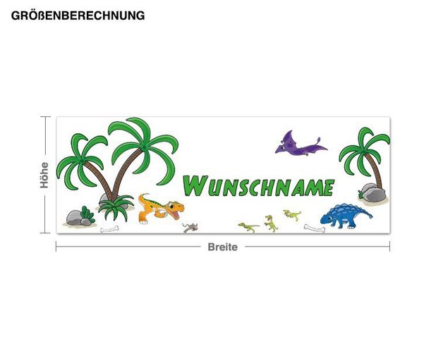 Autocolantes de parede dinossauros Jurassic Landscape Customised Text