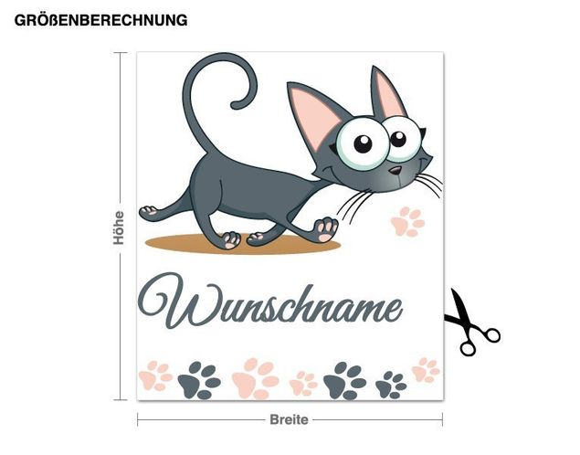 Wallstickers katter Kittycat with Customised Name
