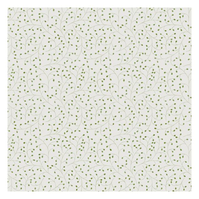 Tapeter Delicate Branch Pattern With Dots In Green II