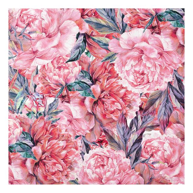 Tavlor blommor  Delicate Watercolour Red Peony Pattern