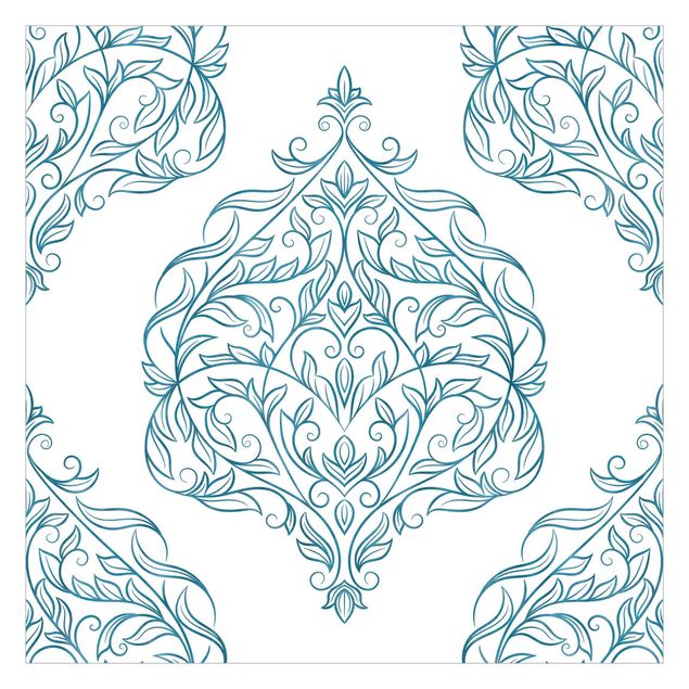 Tapeter Delicate Art Nouveau Pattern In Blue
