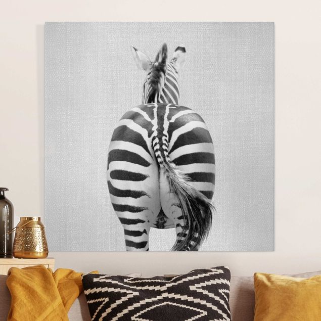 Inredning av barnrum Zebra From Behind Black And White