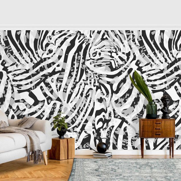 Mönstertapet Zebra Pattern In Shades Of Grey