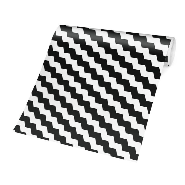 Tapeter Zig Zag Pattern Geometry Black And White