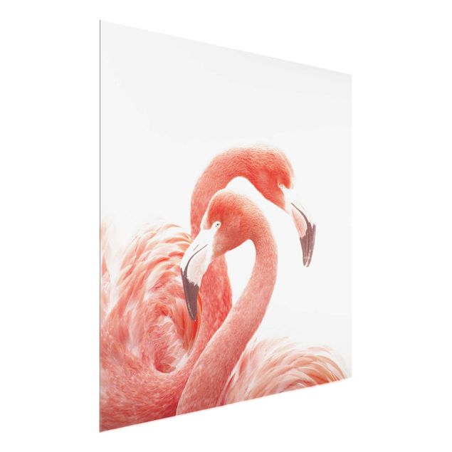 Glastavlor djur Two Flamingos