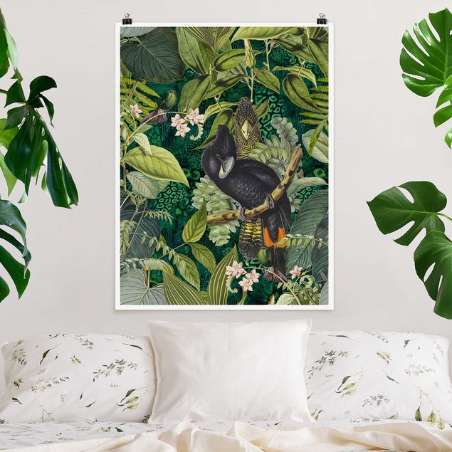 Kök dekoration Colourful Collage - Cockatoos In The Jungle